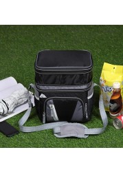 Double layer ice pack waterproof and leak-proof insulation bag multifunctional nylon cloth portable lunch bag fresh lunch box