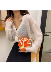 Women's Shoulder Bag Women Fashion Knit Mushroom Hit Color Shoulder Bag Female Crossbody Bags Casual Small Purse