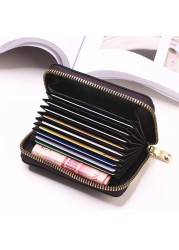 Women PU Zipper Cash ID Card Credit Card Holder Pure Color Business Card Case Name Card Holder Card Holder