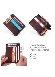 GENODERN New Mini Card Holder With Zipper Coin Pocket Mini Wallet Men Small Wallet Male Functional Card Wallet