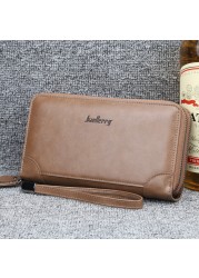 2021 new men wallets large capacity cell phone pocket double zipper small bag male traffic card business