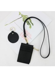 Cowhide Initial Lettering Card Holder Cowhide Card Holder with Name Place and Long Lanyard for Carrying Men and Women Cards Pull Out Easily