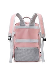 Pink Women Travel Bag Water Repellent Anti-theft Stylish Casual Daypack With Luggage Strap And USB Charging Port Backpack