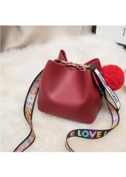 Women Buckets Bag With Colorful Strap Shoulder Bag PU Leather Shoulder Bags Brand Designer Ladies Camouflage Messenger Bags