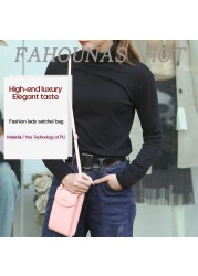 Small Crossbody Small Cell Mobile Phone Girl PU Leather Handbag Shoulder Bag Pouch Purse Purse Women Zipper Flap Phone Bag