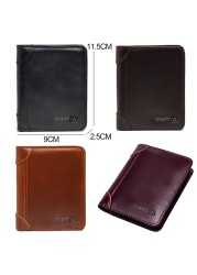 Genuine Leather Slim Wallets for Men and Women Short Credit Card Holders Coin Smart Bluetooth Wallet Man Card Holder Photo