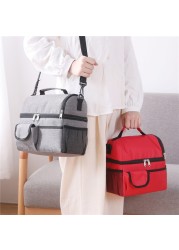 2 Layer Waterproof Lunch Bag Leakproof Thermal Fresh Cooler Thermal Picnic Food Fruit Bag Insulated Lunch Bag For Men Women