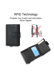 Rfid Smart Men Wallet, Slim Leather Wallet 2021, Black Small Wallet with Rfid Card, 2021