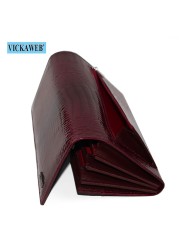 Women's Genuine Leather Magnetic Clip Wallet Fashion Long Wallet Card Holder Free Gift