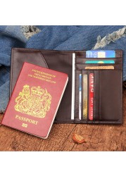 Genuine Leather Slim Passport Case With RFID Lock & Travel ID Card Holder