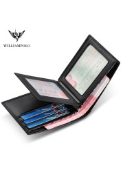 WilliamPOLO Men's Card Holder Genuine Leather Bifold, WilliamPOLO Men's Card Holder Genuine Leather Bifold