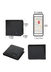 Smart Anti-lost Wallets Bluetooth Compatible Tracker Genuine Leather Men Wallet Card Holder Short Wallet Thin Free Emboss