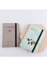 Unisex Passport Cover Letter Print Protctor Case Women Men PU Leather Travel Credit Card Holder Passport Organizer Wallet