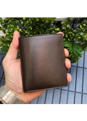 Genuine Leather Men Wallets Credit Card Wallet Casual Card Holder Horse Small Wallets Vintage Cowhide Purses Money Clip Gift Zipper Part