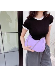 Fashion Women Purses Ladies Handbags 2021 Solid Color Casual Armpit Bag Female Chain Shoulder Pouch Nylon Top Handle Bags Hot