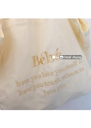 Women Shoulder Bag 2022 Canvas Tote Bag Girl Bag Fashion Large Capacity Shopper Bag Embroidered Letter Macaron Color Student Handbag