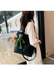 Canvas Bags Women Shopper Handbag Casual Women Handbag 2021 Solid Color Classic Bag Large Capacity Multi Pocket Crossbody Bag