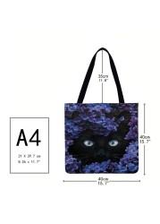 Women Bag Women Flower Bush Cat Printed Linen Casual Shopper Shoulder Bag 2021 Fashion Bag Female Large Capacity Tote Handbags