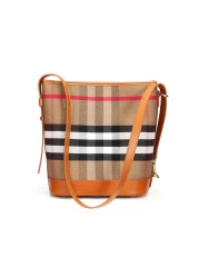 Ladies tote bag new trend leather messenger bag fashion one shoulder large capacity passenger plaid bucket bags women