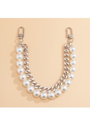 25/40cm aluminum pearl strap for handbags handles DIY purse replacement long beaded chain for shoulder bag pearl strap