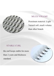 Pointed Base Prefabricated Fans Sharp Thin Stem Russian Size 400 Fans D Curl Individual Lashes Grafting Accessory