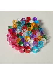 50pcs Mix Color Hair Braid Dreadlock Beads Cuffs Rings Tube Accessories Opening Hoop Circle 10-12mm Inner Hole Hair Rings