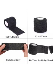 5/20pcs Black Tattoo Grip Bandage Cover Wraps Tapes Nonwoven Waterproof Self Adhesive Finger Wrist Protection Tattoo Accessories