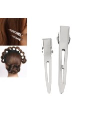 24pcs Single Prong Curl Duck Bill Hair Clips Silver Divided Hairpins Metal Modeling Positioning Alligator Barrette