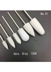 6pcs/set Rubber Silicon Nail Drill Grinding Cutter for Manicure Flexible Bit Polisher Machine Electric Nail File Art Tools