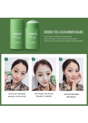 Green Tea Mask Solid Face Mask Oil Control Stick Moisturizing Cleaning Mask Acne Treatment Blackhead Removing Pores Purifying