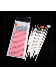 15pcs/set Nail Art Brush Manicure Gel Brush Dotting Painting Design Nail Brushes Liquid Powder Carving Brush Manicure Decoration