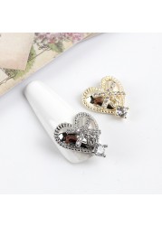 Nail Art Love Heart Zircon Jewelry Real Gold Pendant Love Heart Zircon Pearl Nail Decoration Sticker