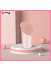 LOIBIG 1PC Oblique Cosmetic Powder Brush Round Head Powder Foundation Blush Contour Brushes Professional Cosmetic Blending Tools