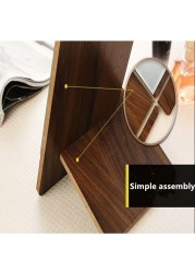 HD one-sided desktop makeup mirror wooden square simple dressing portable mirror