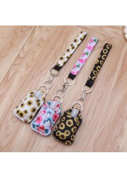 Portable 1oz Refillable Empty Travel Bottles With Keychain Holder Wristlet Set Keychain Bottle Container With Flip Caps