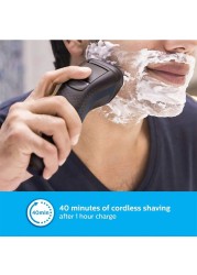 Philips S1223 Men's Electric Shaver Wet & Dry Cordless Shaver 3D Pop Up Precise Water Resistant Washable Removable 40 Min Battery Life With 8 Hours Charging Powered By