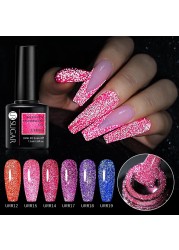 ur sugar fluorescent reflective gel nail polish neon yellow pink red glitter semi permanent soak off uv led nail polish