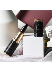 1pc Three Colors Black Lipstick Tube Rose Diamond Matte Velvet Lipstick Long Lasting Waterproof Full Color Sexy Lips Makeup