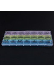 7 Days Weekly Transparent 21 Compartment Cover Panel Tablets Box Holder Medicine Storage Organizer Container Container