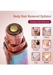 2 in 1 Rechargeable Electric Eyebrow Trimmer Epilator Female Body Face Lipstick Shape Hair Removal Mini Shaver Painless