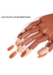 Nail Art Hands Professional Training Hand + 100pcs Nail Tips Adjustable Plastic Practice Model DIY Manicure Soft Flexible Tool