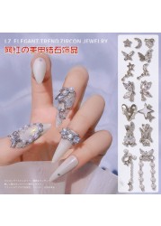 3pcs Nail Art Silver Zircon Star Moon Love Pearl Rabbit Butterfly Chain Nail Decoration