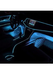 Car Interior EL Wire Ambient LED Flex RGB Strip Auto Flexible Atmosphere Nino Soft Tube USB Lamp Light Strip Rope Sticker Lamp