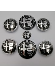 7pcs New Alfa Romeo Emblem 74mm Hood Trunk Steering Wheel Badge 60mm Center Cap Wheel Logo Brera 159 SW New Spider Giulietta