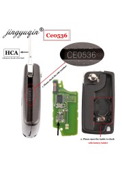 jingyuqin 433Mhz ID46 Ask FSK Car Key For Peugeot 207 307 407 208 308 408 607 Remote Key Partner 3 Buttons CE0523 Ce0536