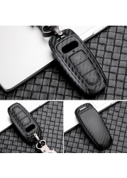 ABS Carbon Fiber Car Key Case Cover For Audi A3 A4 B9 A6 C8 A7 S7 4K A8 D5 S8 Q7 Q8 SQ8 E-tron 2018 2019 2020 2021 Accessories