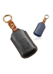 Luxury Leather Car Key Case Cover Fob Protector Key Chain Holder For Honda Odyssey Accord Crosstour Accessories Remote Keyring