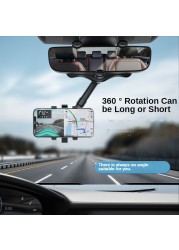 360 degree rearview mirror phone holder for phone car mount and holder GPS universal rotating adjustable telescopic car phone holder