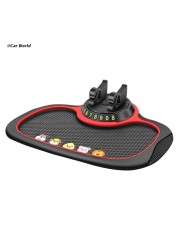 6XDB Car Anti-slip Mat Dashboard Phone Holder Parking Number Plate 3in1 PVC Pad