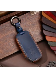 Luxury Car Key Cover Case Genuine Leather Keychain Accessories For Kia Ev6 Seltos K5 Sorento Mq4 7 Button Keyring Holder Shell